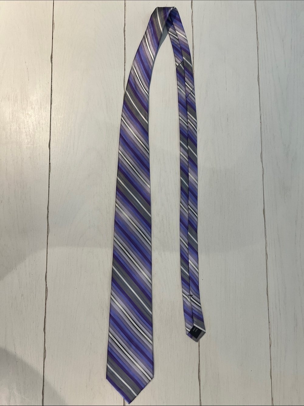 Arrow Purple and Gray Striped Necktie - 100% Silk